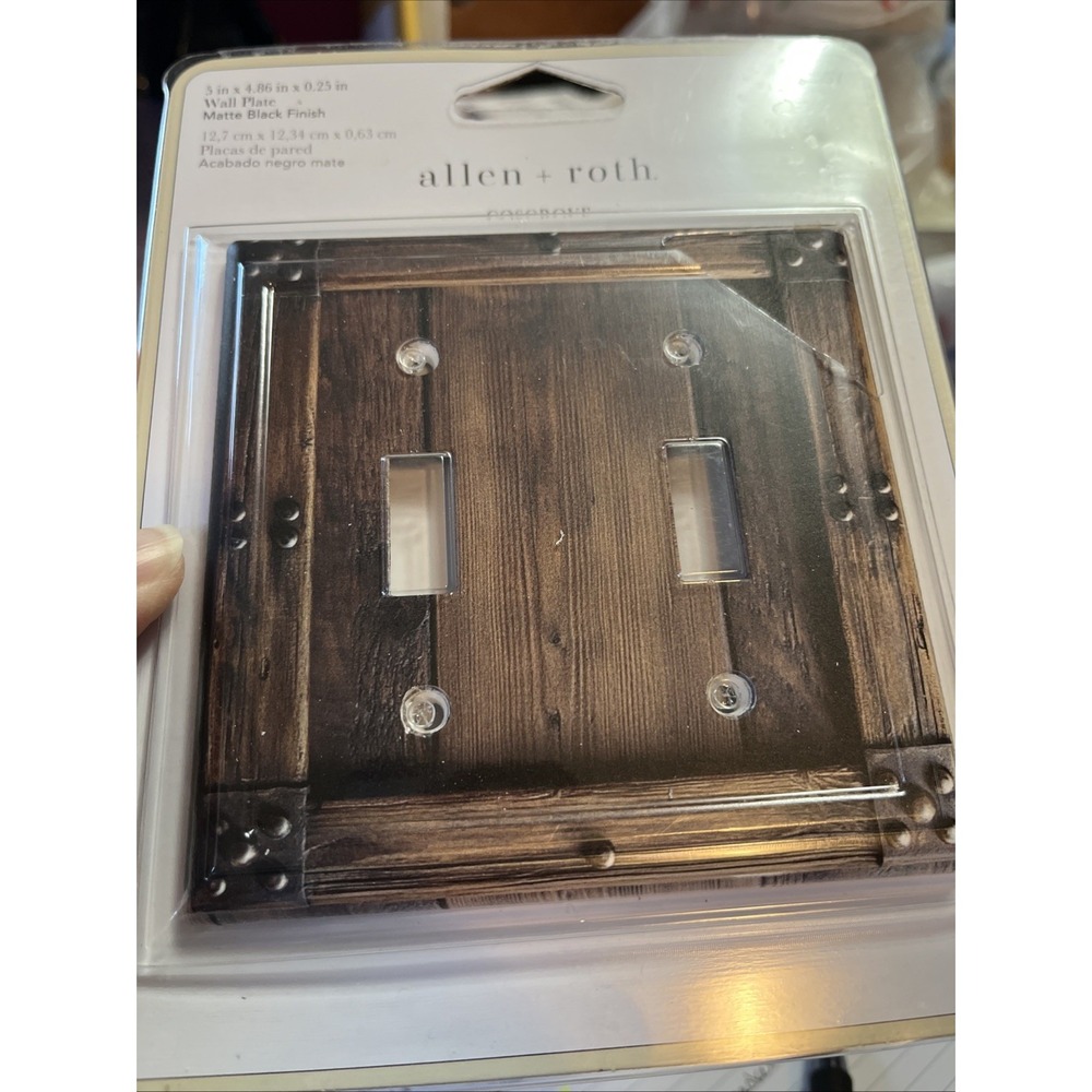 Allen + Roth Cosgrove Double Decorator Wall Plate Rustic Barnwood Look - Picture 2 of 4